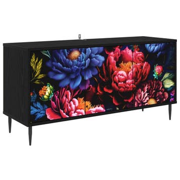 vidaXL Tv-meubel KIEL 102 x 33 x 51 cm Zwart eiken Bewerkt, Minder dan 50 cm, Verzenden, Nieuw, Minder dan 100 cm