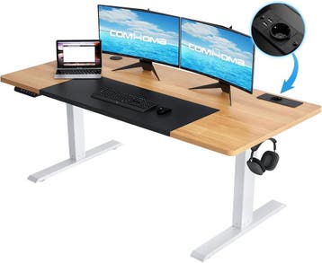 COMHOMA In hoogte verstelbaar bureau, 140 x 60 cm, met USB-a, Verzenden, Zo goed als nieuw