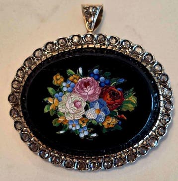 Broche - 14 karaat Geel goud - 7.00ct. tw. Diamant