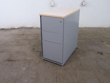 Ronis ladeblok zilvergrijs ahorn topblad 3 lades tweedehands, Overige materialen, Minder dan 50 cm, Gebruikt, Verzenden