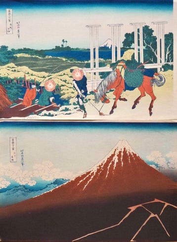 Senju in Musashi Province & Rainstorm Beneath the Summit,
