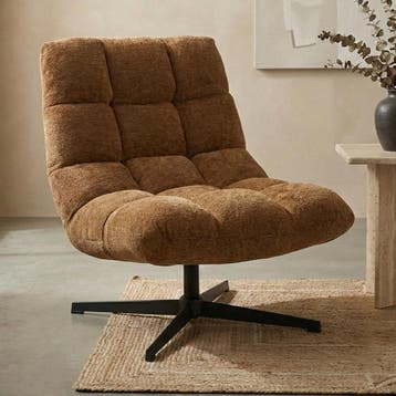 *WOONWINKEL* Draaistoel Met Vierkant Stiksel Honing, Huis en Inrichting, Fauteuils, Verzenden, Nieuw, Stof
