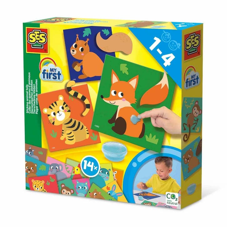 SES Mijn eerste - Dierenstaarten plakken - ontdek 14 dier..., Kinderen en Baby's, Speelgoed | Educatief en Creatief, Knutselen