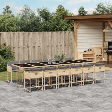 vidaXL 13-delige Tuinset met kussens poly rattan gemengd, Tuin en Terras, Verzenden, Nieuw, 2 zitplaatsen, Tuinset