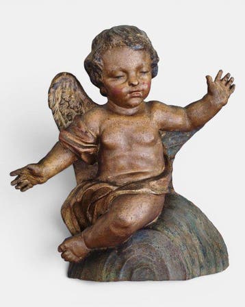 (Allemagne XVII / XVIII) - sculptuur, Putto - 46 cm -