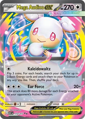 Mega Audino EX 172/217 Ascended Heroes, Ophalen of Verzenden, Nieuw, Losse kaart, Foil