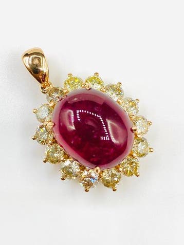Hanger - 14 karaat Geel goud - 18.10ct. tw. Toermalijn -