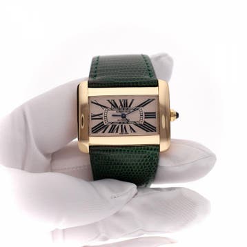 Cartier Tank Divan Automatic Large W6300856 2603; 18ct...., Overige merken, Leer, Ophalen of Verzenden, Zo goed als nieuw
