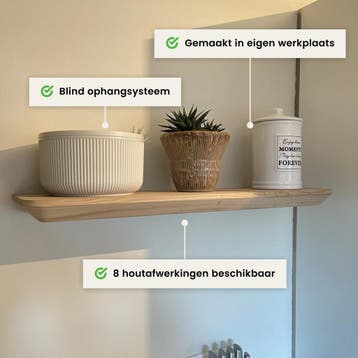 Eiken wandplank - Zwevend - Facet, Huis en Inrichting, Woonaccessoires | Wandplanken en Boekenplanken, Verzenden, Nieuw