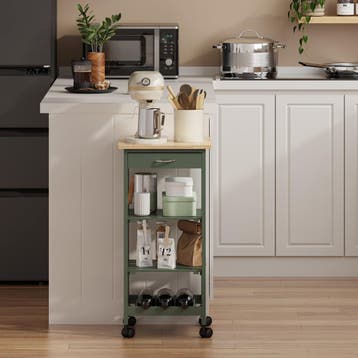 Serveerwagen Bolmanralu 76x37x37 cm groen naturel en zwart [, Verzenden