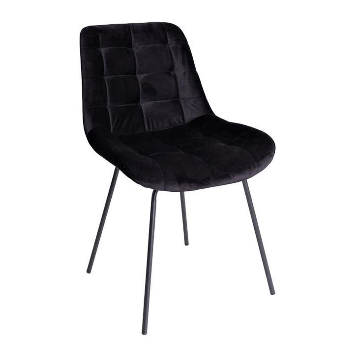 Eetkamerstoel velvet - zwart - 79x50x44 cm, Huis en Inrichting, Stoelen, Verzenden