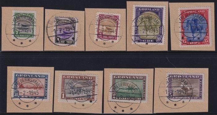Groenland 1945 - Koning Cristiano en Vedute Serie Completa, Postzegels en Munten, Postzegels | Europa | Overig