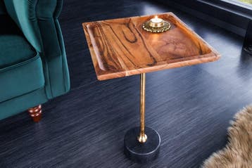 Design bijzettafel TRAYFUL 55cm natuurlijk acacia massief, Ophalen of Verzenden, Nieuw