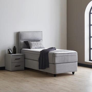 opberg boxspring grijs – Suna - Grijs - 120x200 cm, Huis en Inrichting, Slaapkamer | Boxsprings, Verzenden, Nieuw, Grijs, Modern