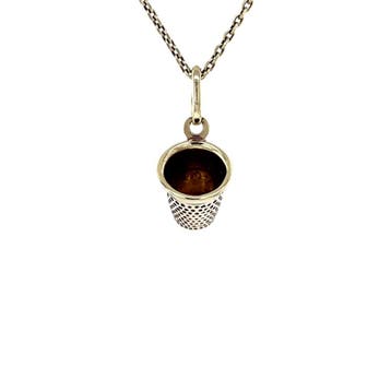 Gouden vintage vingerhoed hanger 14 krt, Sieraden, Tassen en Uiterlijk, Kettinghangers, Ophalen of Verzenden, Nieuw