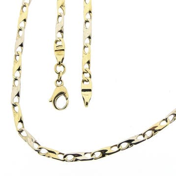 Bicolor gouden infinity schakelketting, Sieraden, Tassen en Uiterlijk, Ophalen of Verzenden, Gebruikt, Goud, Goud