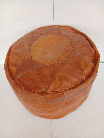 Pouf o sedile vintage in vera pelle - Artigianale - Poef -