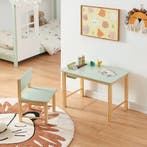 Kindertafel met kinderstoel Skjåk naturel en mint [en.casa], Verzenden, Nieuw