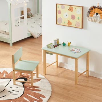 Kindertafel met kinderstoel Skjåk naturel en mint [en.casa], Verzenden, Nieuw