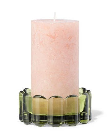 HEMA Kaarsonderzetter 10cm glas ribbel groen, Verzenden, Nieuw, Groen