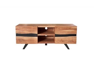 Massief tv-meubel AMAZONAS 160cm acacia metalen lowboard, Ophalen of Verzenden, Nieuw