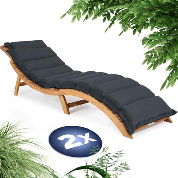Ligbed Set van 2 Acaciahout FSC®-gecertificeerd incl kuss.., Verzenden, Nieuw