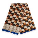 Afrikaanse stof - Oranje Bogolan PO-5006 - Poly - 1 yard, Hobby en Vrije tijd, Stoffen en Lappen, Ophalen of Verzenden, Nieuw