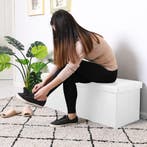 Opvouwbare Zitbank met opbergruimte en deksel - 115cm - Wit, Verzenden