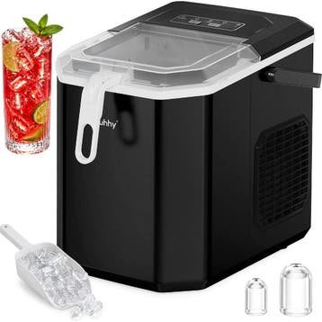 Ruhhy IJsblokjesmachine 1,2 l zwart met compressor, 2 ijs..., Huis en Inrichting, Ophalen of Verzenden, Nieuw