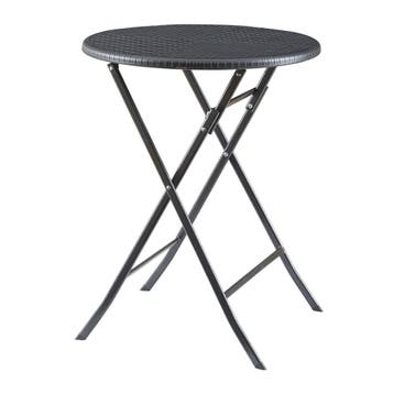 Klaptafel Mark tuintafel Ø60x74 cm rond rotan look zwart [en, Tuin en Terras, Verzenden, Nieuw
