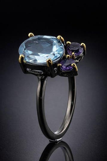 Topaas - Zilver - Ring - Moderne contrast