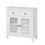 Wit Dressoir 80 cm –Opbergkast met 2 Lades en 2 Glazen Deure, Verzenden, Nieuw