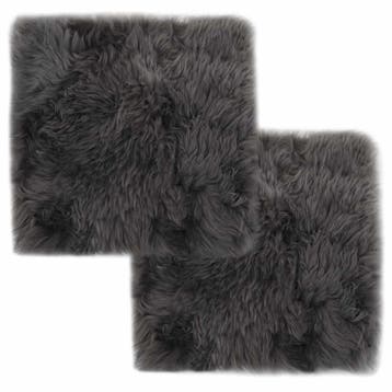 vidaXL Stoelkussens 2 st 40x40 cm echt schapenvacht, Huis en Inrichting, Woonaccessoires | Kussens, Verzenden, Nieuw, Grijs