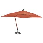 vidaXL Zweefparasol met houten paal 400x300 cm, Tuin en Terras, Parasols, Verzenden, Nieuw, Meer dan 4 meter, Zweefparasol