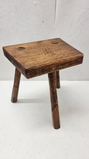 Kruk - Eik - Vintage eikenhouten krukje