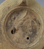 Oud-Romeins Terracotta Olielamp die een borstbeeld van