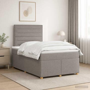 vidaXL Boxspringbed met matras met hoofdeinde Taupe 120 x, Verzenden, Nieuw, Twijfelaar