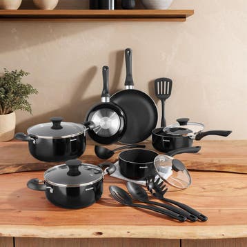Pannenset Varese, aluminium met glazen deksels, 15-delig, Verzenden, Nieuw