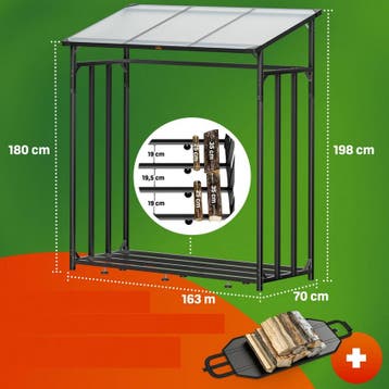 Brandhoutrek Antraciet 198x163x70cm met zeil + draagtas, Tuin en Terras, Tuinhuizen, Verzenden, Nieuw