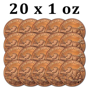 Verenigde Staten. 20 x 1 oz Triceratops 999 Fine Copper