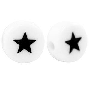 20 x Letterkralen van acryl sterretjes White-black ca. 7m..., Ophalen of Verzenden, Nieuw, Kraal