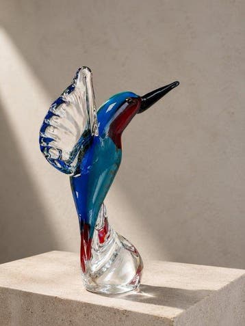 sculptuur, Handgemaakt glaskunst sculptuur – Kolibrie met, Antiek en Kunst, Kunst | Designobjecten