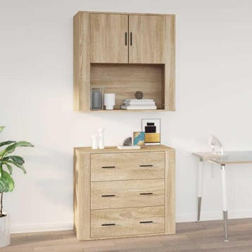 vidaXL Wandkast 80x33x80 cm bewerkt hout sonoma eikenkleurig, Huis en Inrichting, Kasten | Overige, Verzenden, Nieuw