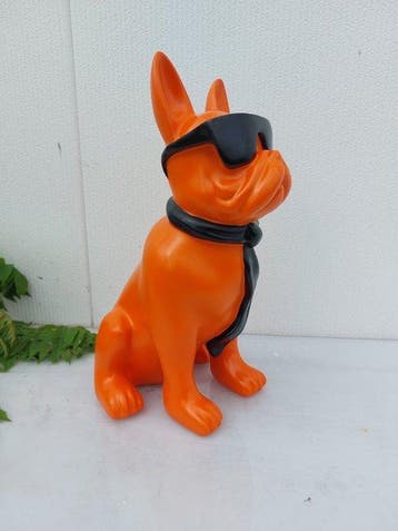 Beeld, French bulldog with tie and sunglasses - 40 cm -