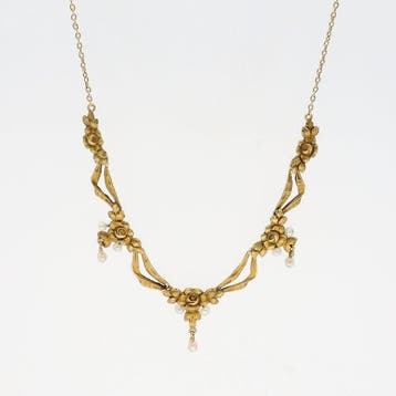 Halsketting - 18 karaat Geel goud Parel, Sieraden, Tassen en Uiterlijk, Kettingen, Nieuw