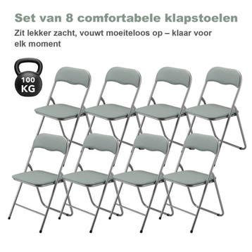 BARDI 8 Stuks Klapstoelen met PU Kussentjes 100KG - GROEN, Klapstoel met PVC Zitting , Kunststof, Overige kleuren, Nieuw