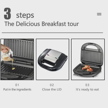 8-in-1 Multifunctionele Contactgrill & Wafelijzer - Wisselpl, Verzenden, Nieuw