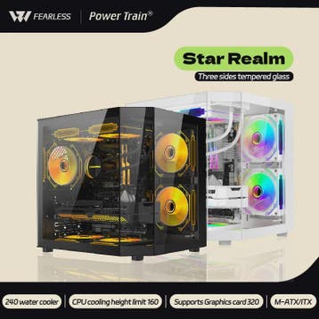 Power Train Star Realm PC Behuizing: Panoramisch Glas & 240m, Computers en Software, Computerbehuizingen, Verzenden, Nieuw