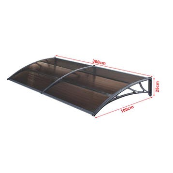 [en.casa] Deurluifel Mellerud afdak 300x100 cm zwart en brui, Verzenden, Nieuw