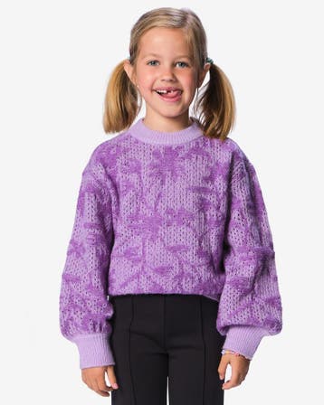 HEMA Kindertrui bloemen lila van €18.99 voor €9.49 sale, Verzenden, Nieuw